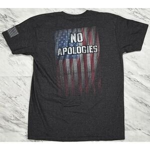 Buck Wear No Apologies American Flag Deer Skull T-Shirt Size M #9